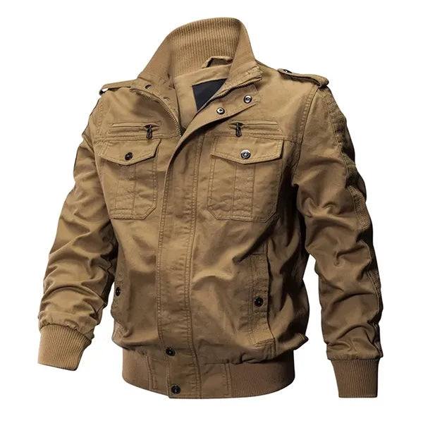 Men's Cotton Zip Front Stand Collar Military Jackets