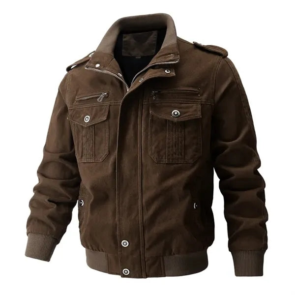 Men's Cotton Zip Front Stand Collar Military Jackets