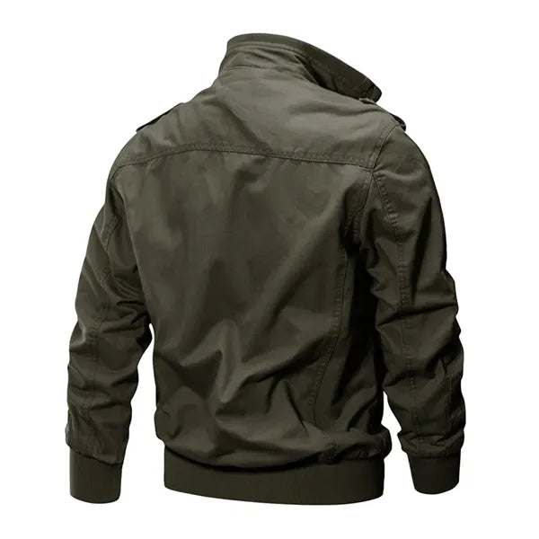 Men's Cotton Zip Front Stand Collar Military Jackets