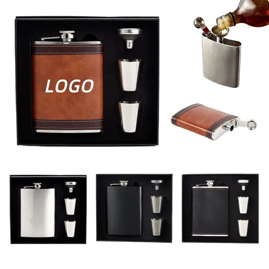 8oz Portable Stainless Steel Hip Flask Set Gift