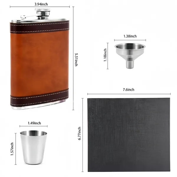 8oz Portable Stainless Steel Hip Flask Set Gift