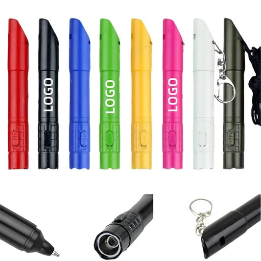 MOQ Camping Whistle Lanyard with LED Light Pen & Flashlight