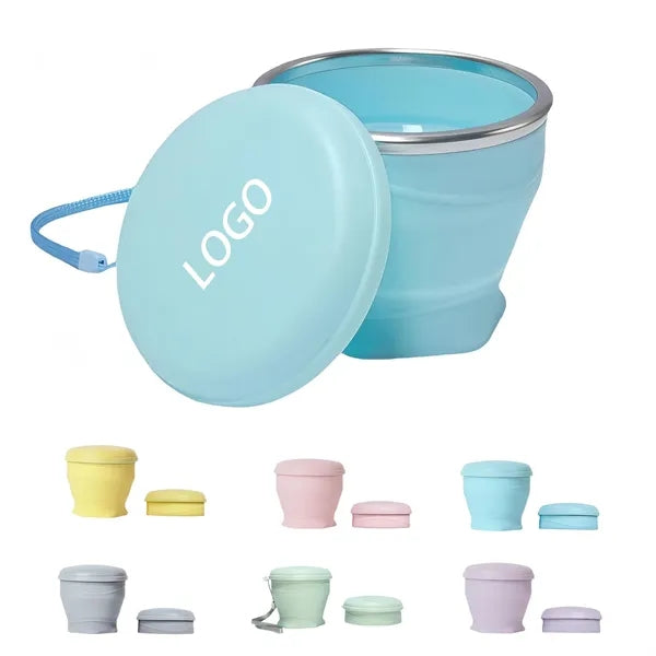 6oz Foldable Silicone Cup with Lid and Lanyard