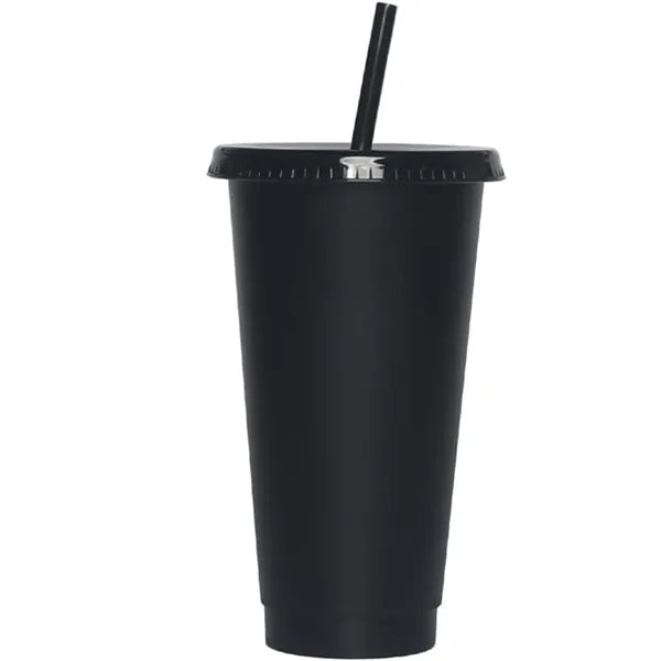 24oz Plastic Tumbler with Lid and Straw