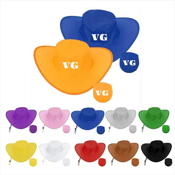 Foldable Polyester Advertising Cowboy Hat With Pouch