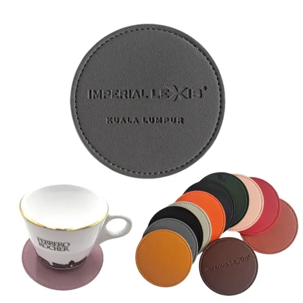 4" Round PU Leather Soft Drink Coaster