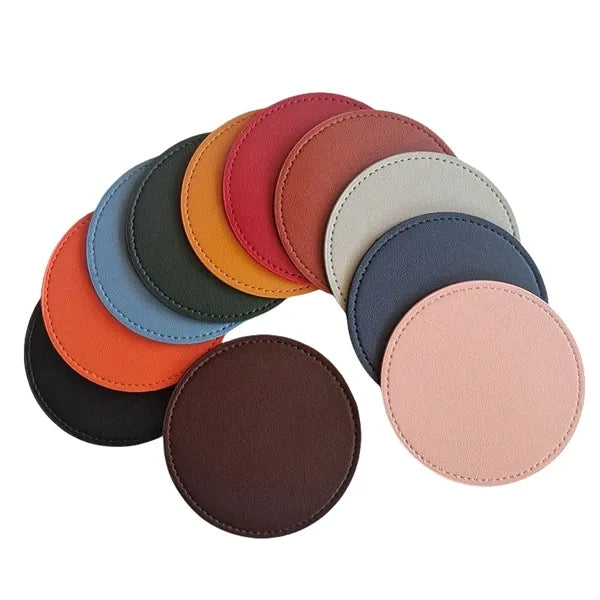4" Round PU Leather Soft Drink Coaster