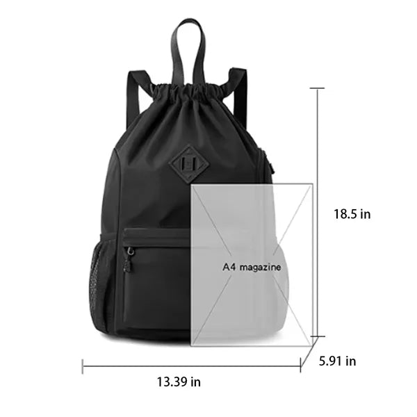 Waterproof Sports Drawstring Backpack With Shoe Compartment
