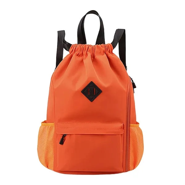 Waterproof Sports Drawstring Backpack With Shoe Compartment