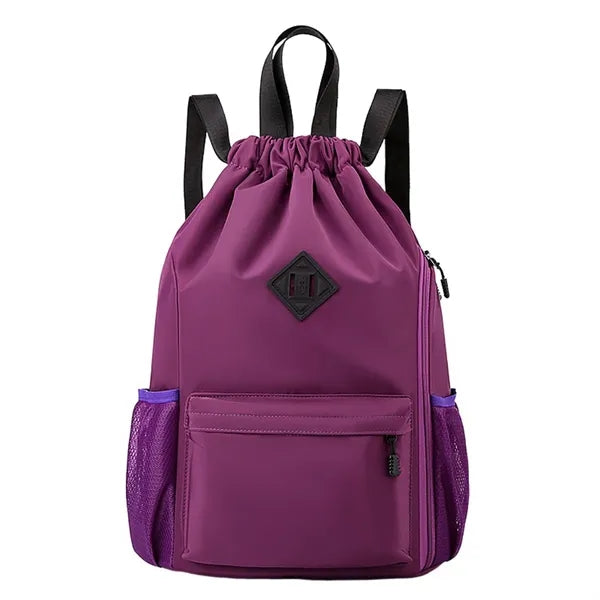 Waterproof Sports Drawstring Backpack With Shoe Compartment