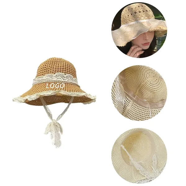 Beach Sun Hat With Logo For Beach, Travel, Activity