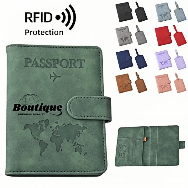 RFID Blocking PU Leather Passport Holder Wallet