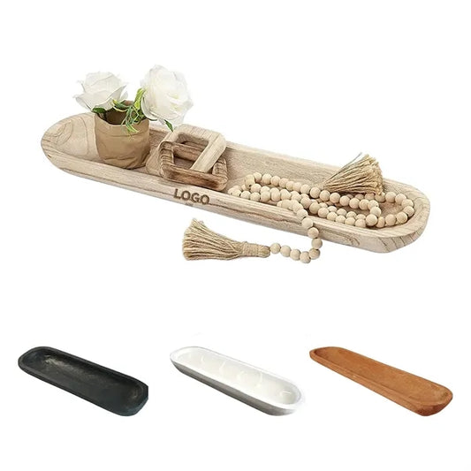 Teak Wood Handmade Decor Live Edge Ottoman Tray