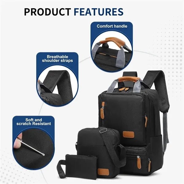 Durable Outdoor Travel Computer Backpack Three-Piece Set