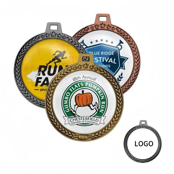 3D Wreath & Star-border Medal
