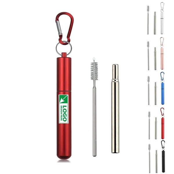 Collapsible Stainless Steel Straws with Aluminum Case