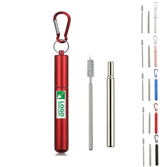 Collapsible Stainless Steel Straws with Aluminum Case