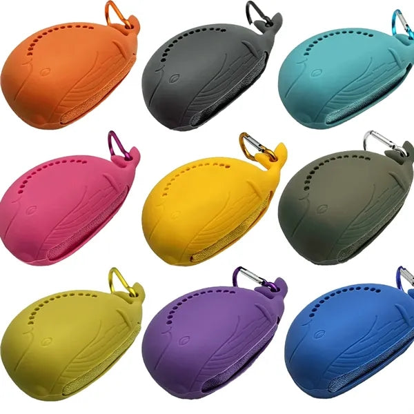 Adorable Whale-Shaped Silicone Case Microfiber Sports Towel