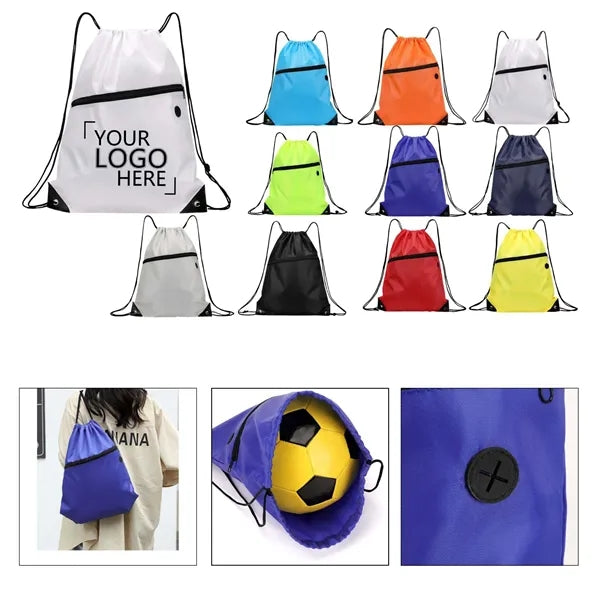 Drawstring Backpack with Zipper Pocket