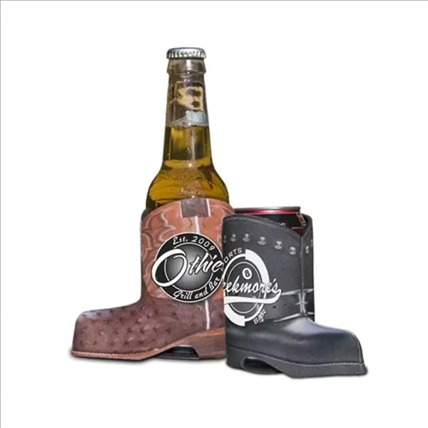 Neoprene denim boot beverage thermos holder & can cooler