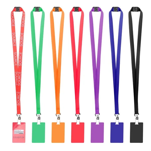 3/4" Polyester Breakaway Lanyard ID Holder Combo w/ PVC Card