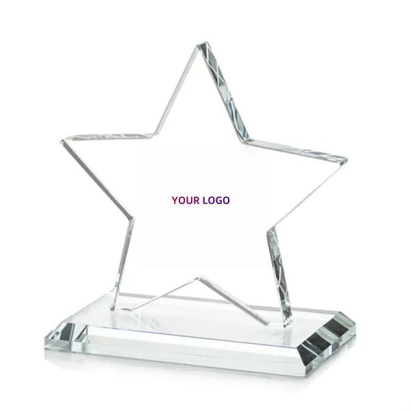 K9 Glass Five-Point Star Trophy with Base