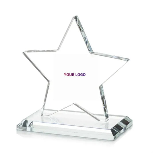 K9 Glass Five-Point Star Trophy with Base