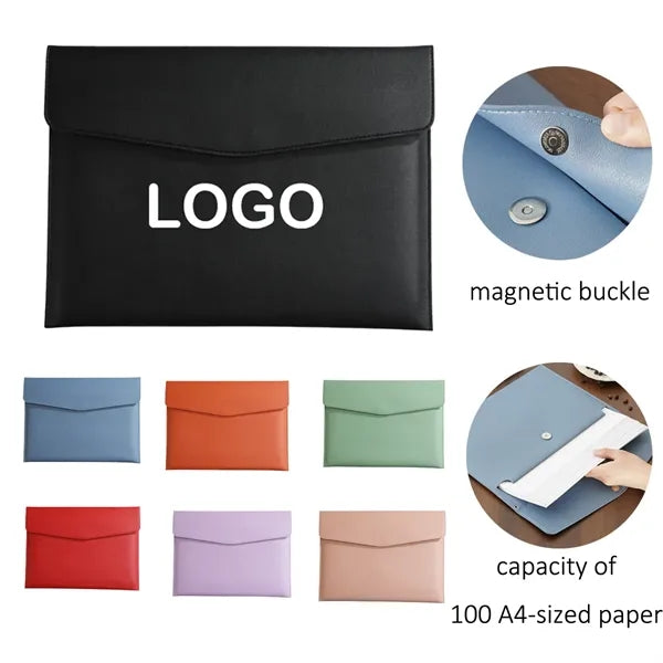 Magnetic Snap PU Document Holder with Bill Clip