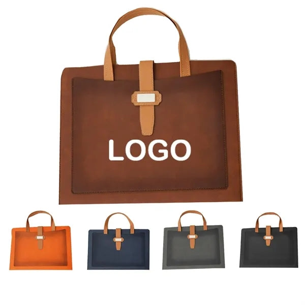 Premium Double-Layer Leather Briefcase with Buckle Closure