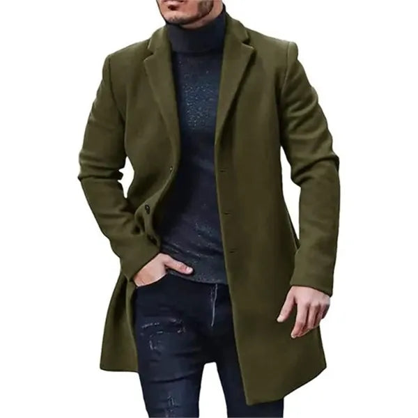 Men's Wool Blend Long Trench Coat