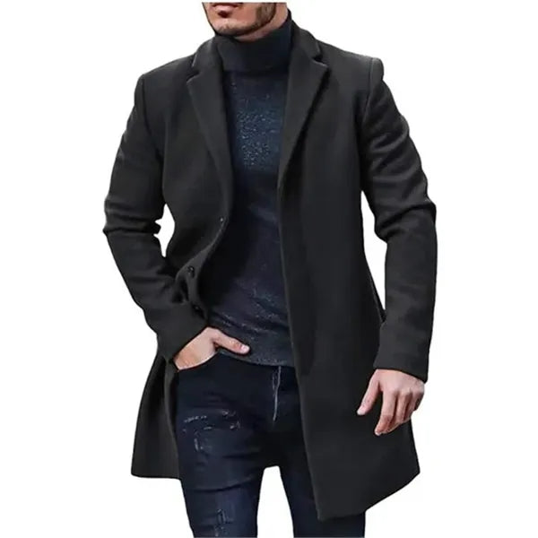 Men's Wool Blend Long Trench Coat