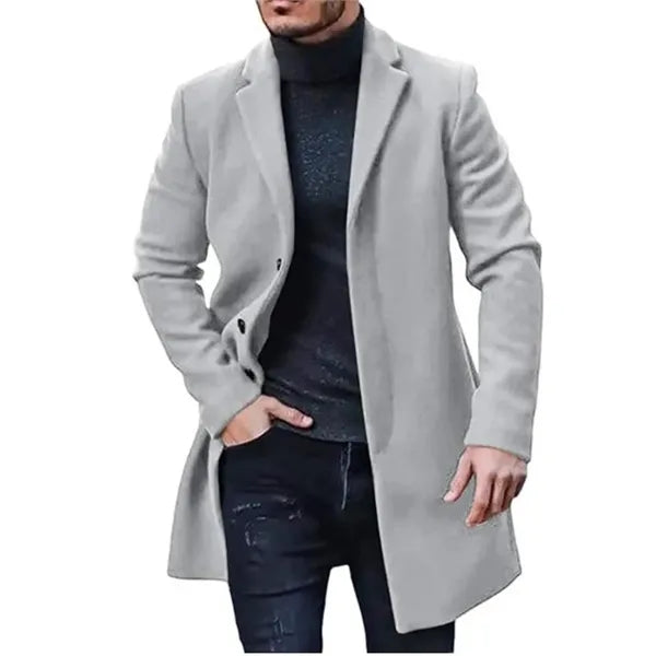 Men's Wool Blend Long Trench Coat