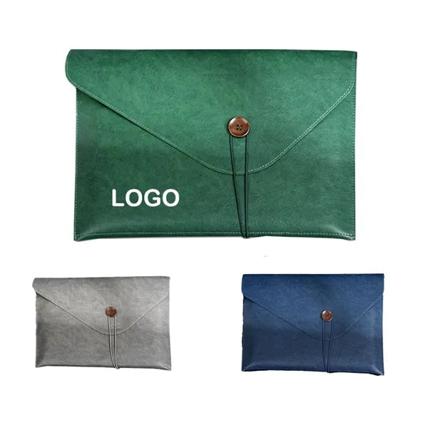 Button-Fastened Leather Document Holder