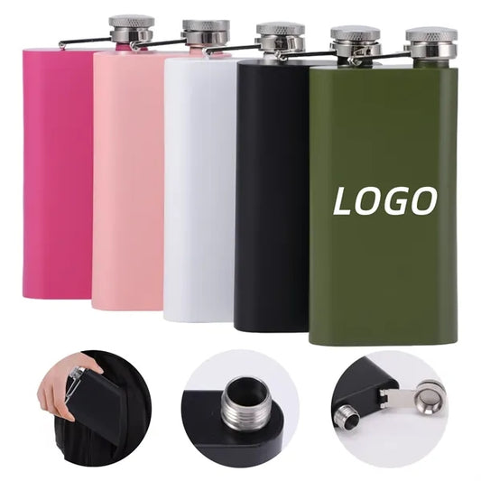Outdoor Portable 304 Stainless Steel Flat Hip Flask
