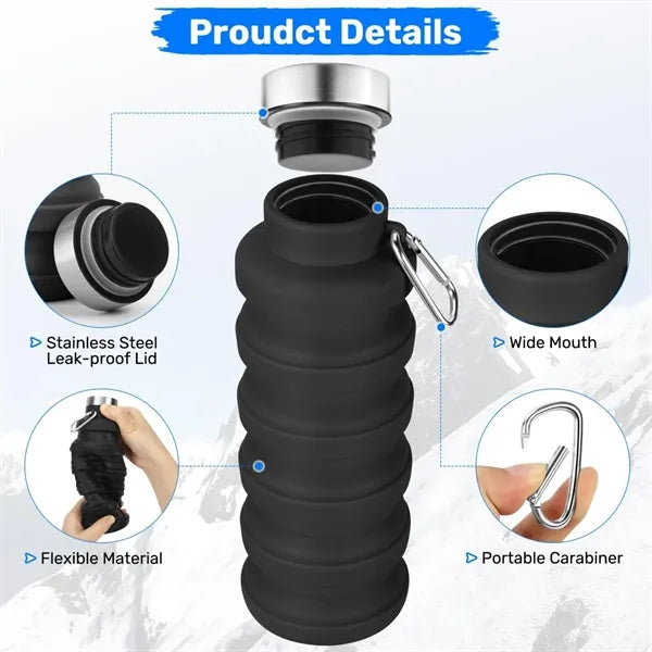 Silicone Collapsible Water Bottle with Carabiner