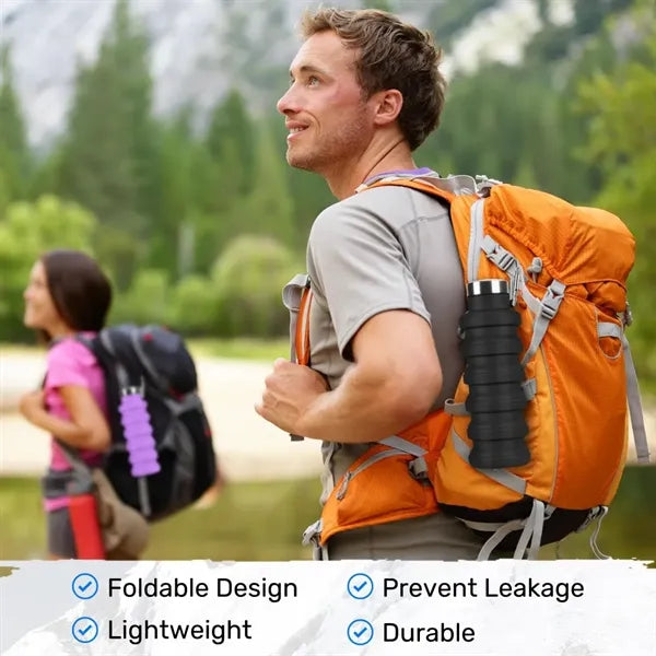 Silicone Collapsible Water Bottle with Carabiner