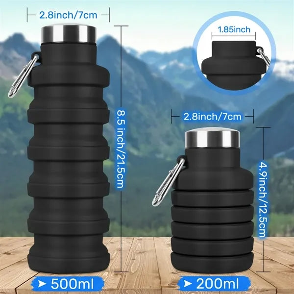 Silicone Collapsible Water Bottle with Carabiner