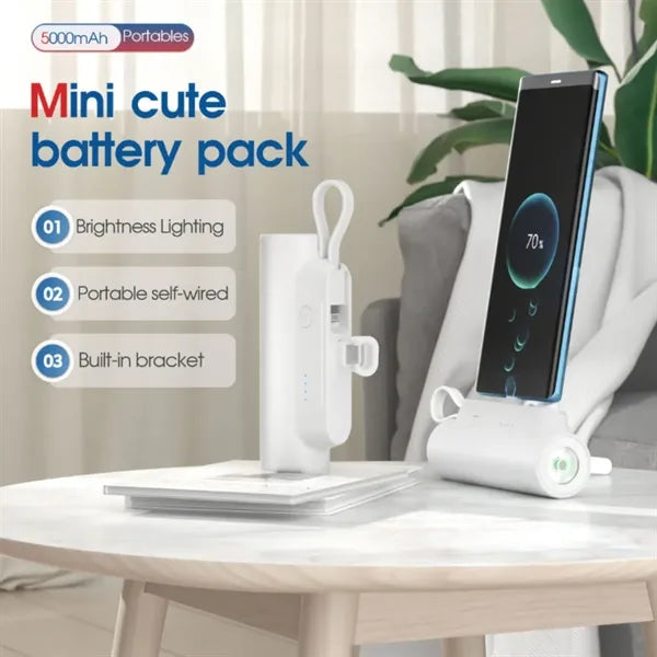 Mini Power Bank with Built-in Cable Flashlight