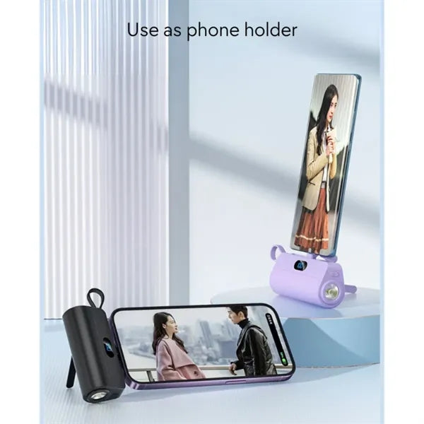 Mini Power Bank with Built-in Cable Flashlight
