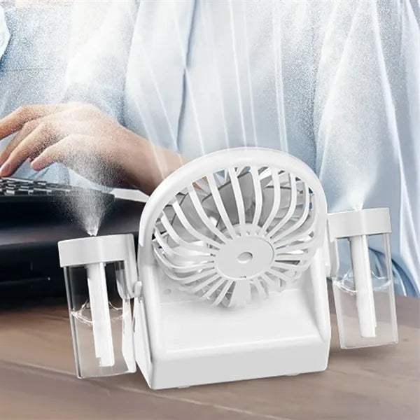 Dual Mist Head Fan With Visible Water Tank