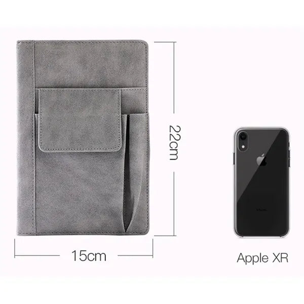 A5 Leather Cover Multi-Function Pocket Notebook