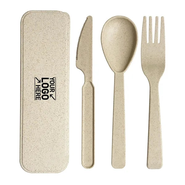Wheat Straw Cutlery Set With Case