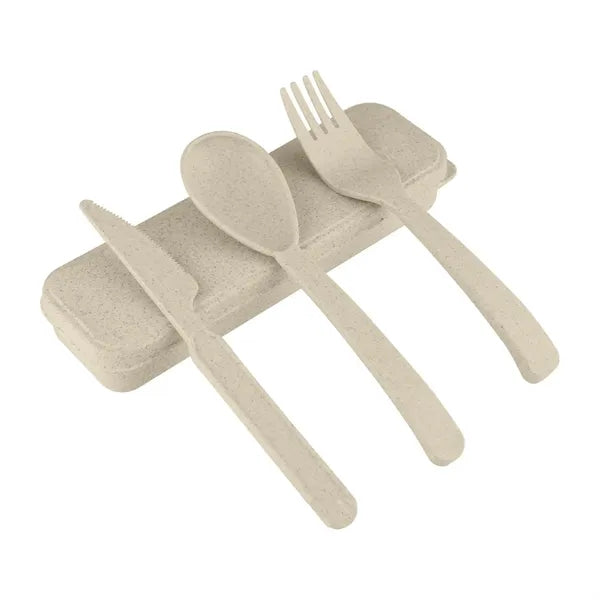 Wheat Straw Cutlery Set With Case