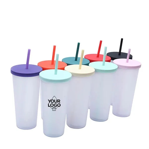 24oz Frosted Insulated Straw Tumbler with Leak - Proof Lid