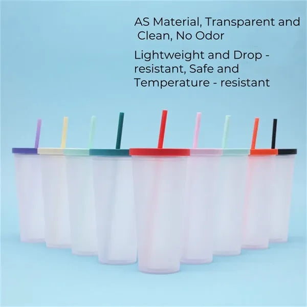 24oz Frosted Insulated Straw Tumbler with Leak - Proof Lid
