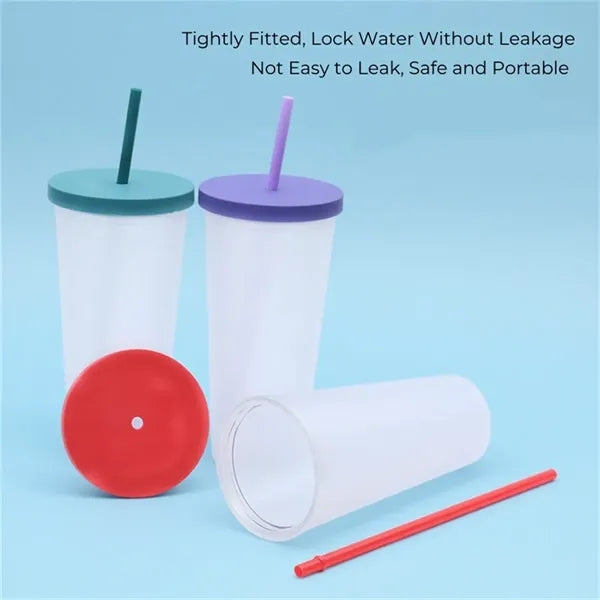 24oz Frosted Insulated Straw Tumbler with Leak - Proof Lid