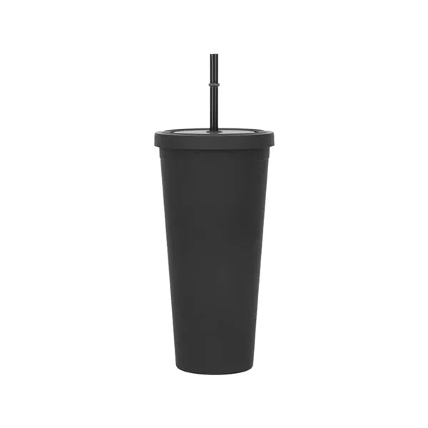 16oz Double - Layer AS Plastic Tumbler with Straw