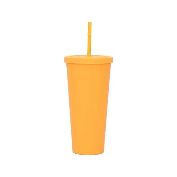 16oz Double - Layer AS Plastic Tumbler with Straw