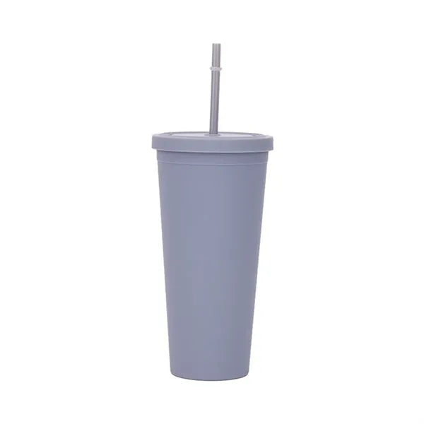 16oz Double - Layer AS Plastic Tumbler with Straw