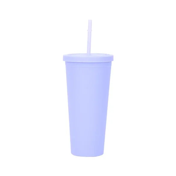 16oz Double - Layer AS Plastic Tumbler with Straw